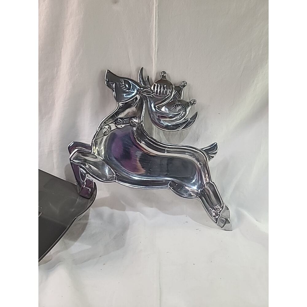 Lenox Yuletide Metal Serveware Reindeer Tray Candy Trinket Dish Christmas Silver